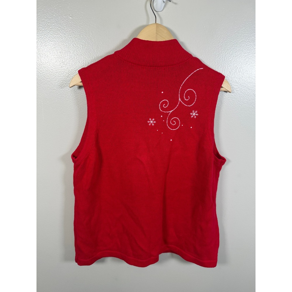 Christopher & Banks Sweate Vest XL Red Ugly Christmas Snowman Zip Up - Picture 9 of 9